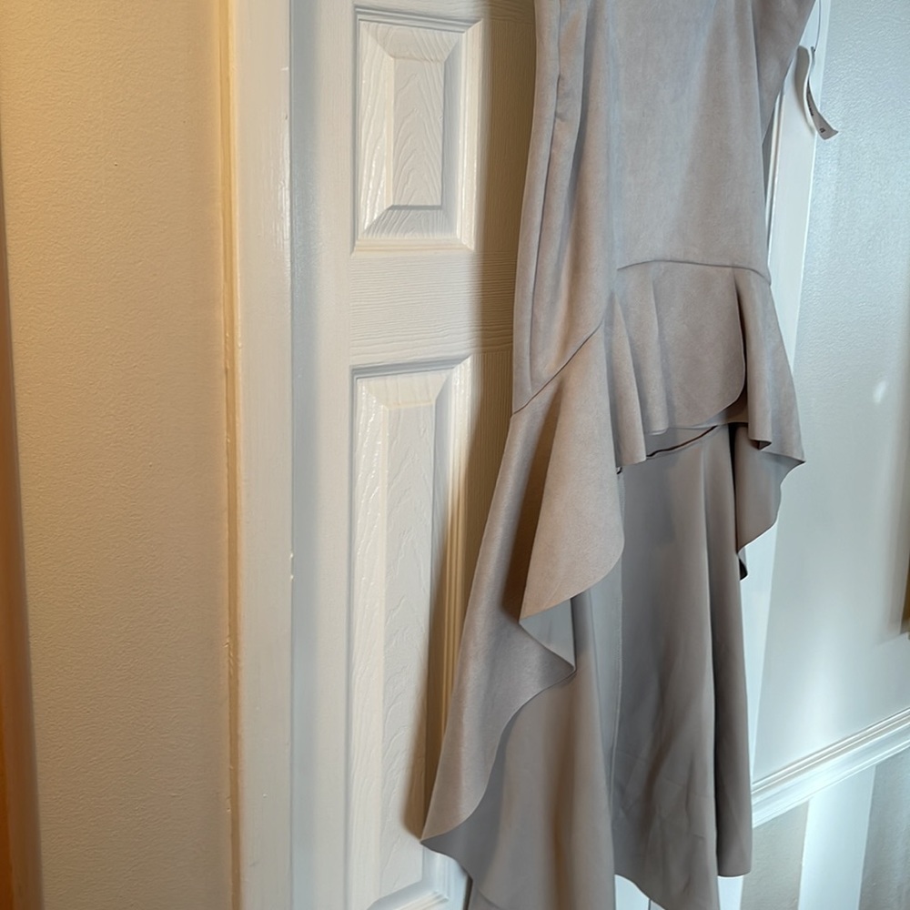 Skirt-Faux Suede High Low hem